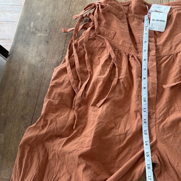 NWT Free People Terra Cotta High Rise Cotton Side Tie Pants - Size small - Picture 3 of 9